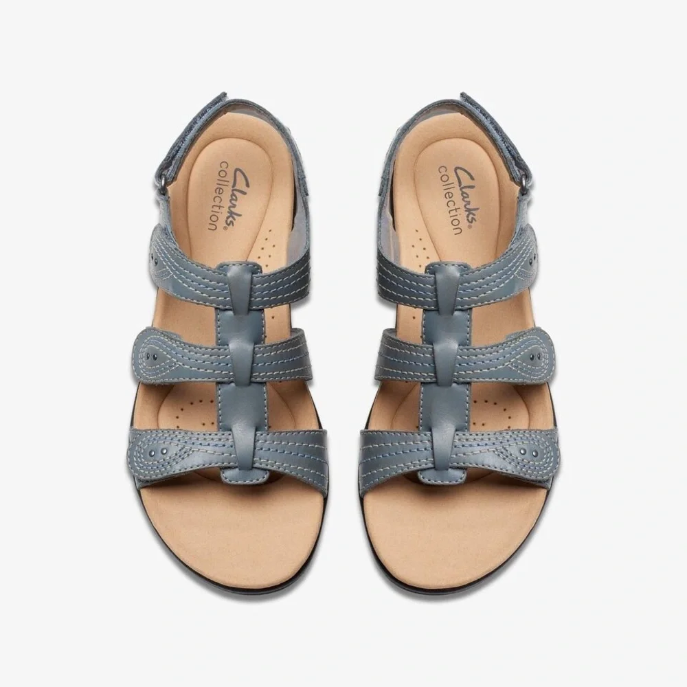 CLARKS WOMEN'S LAURIEANN VINE BLUE GREY LEATHER Size 7.5 - Picture 5 of 9